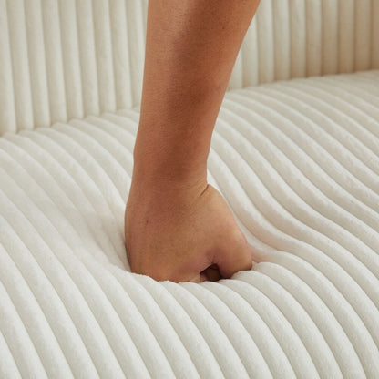 Canapé 2 places rembourré en velours côtelé avec pieds en bois de noyer