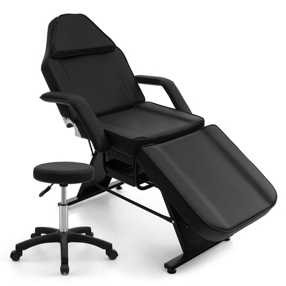 Lit de massage Costway 72 avec tabouret hydraulique, dossier réglable et