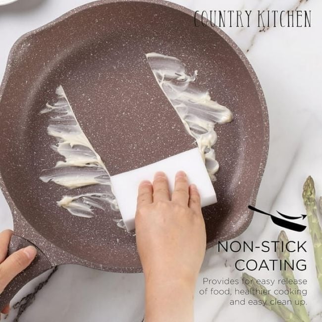 Country Kitchen Non-Stick Cast Aluminum Cookware Set - Durable Kitchen Cookware for Everyday Cooking, 6-11 Pc