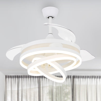 Ventilateur de plafond rétractable Cusp Barn 42 avec lumières et télécommande DIY Forme Fandelier Moderne Silencieux Moteur CC Plafonnier LED