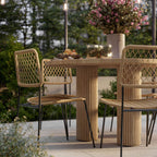Table à manger ronde d'intérieur/extérieur en travertin Orbit