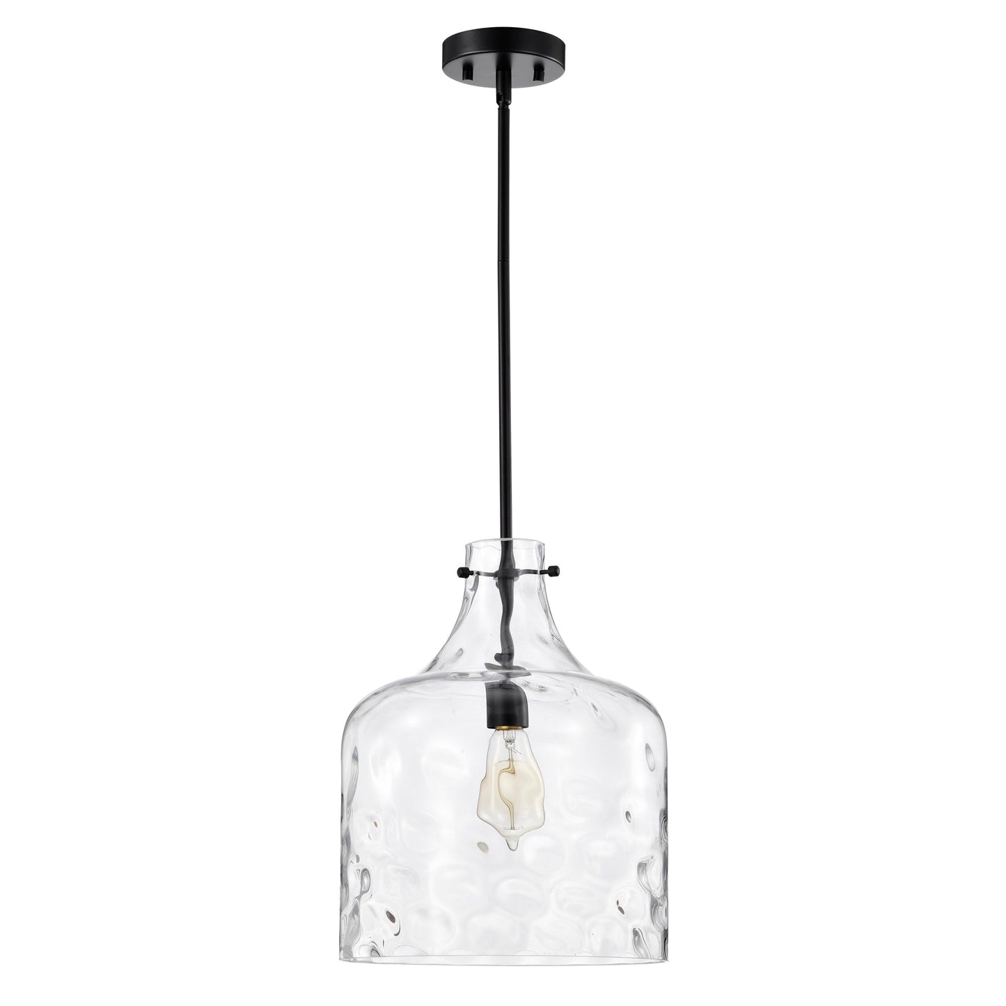 Daelan Clear Dimpled Glass Single Light Pendant Light - 12in