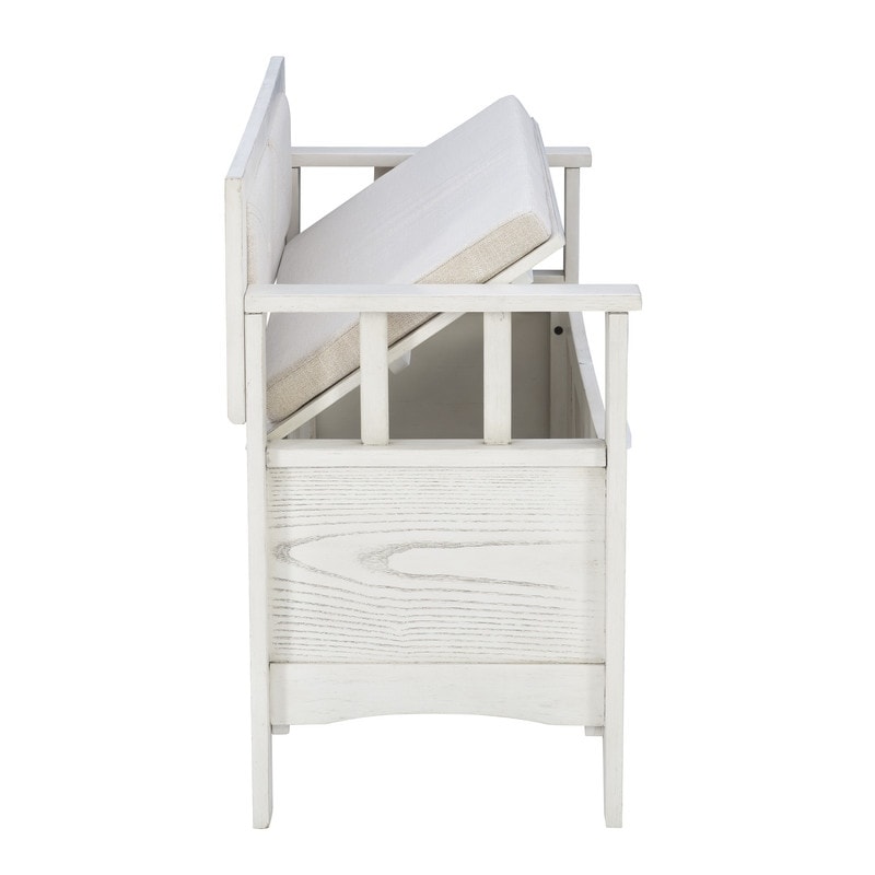 Banc d'entrée de rangement à plateau rabattable en bois de dahlia