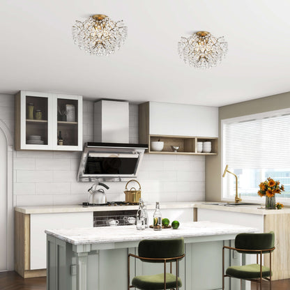 Plafonnier d'intérieur élégant à 3 lumières en cristal Dalia