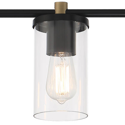 Applique murale de salle de bain Decatur à 6 lumières, style ferme moderne, noir/doré, certifiée UL