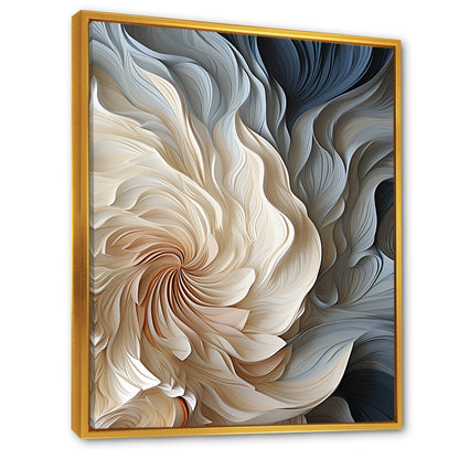 Designart White And Blue Feather Spiral II Abstract Geometric Blue Wall Decor - Modern Entryway Framed Wall Art