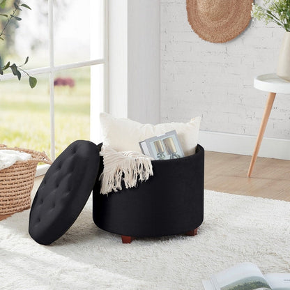 Donovan Tufted Round Storage Ottoman