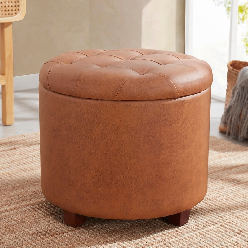 Donovan Tufted Round Storage Ottoman