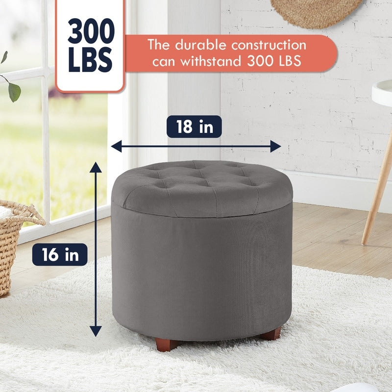 Donovan Tufted Round Storage Ottoman