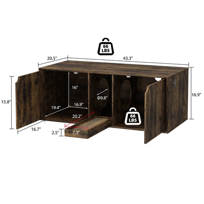 Dual-Compartment Cat Litter Box Enclosure Multi-Functional Furniture