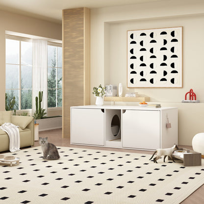 Dual-Compartment Cat Litter Box Enclosure Multi-Functional Furniture
