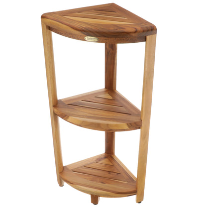 Table de douche à 3 niveaux EcoDecors, étagère de douche sur pied, étagère de douche en teck, support de rangement de douche, étagère en teck, étagère de douche en teck