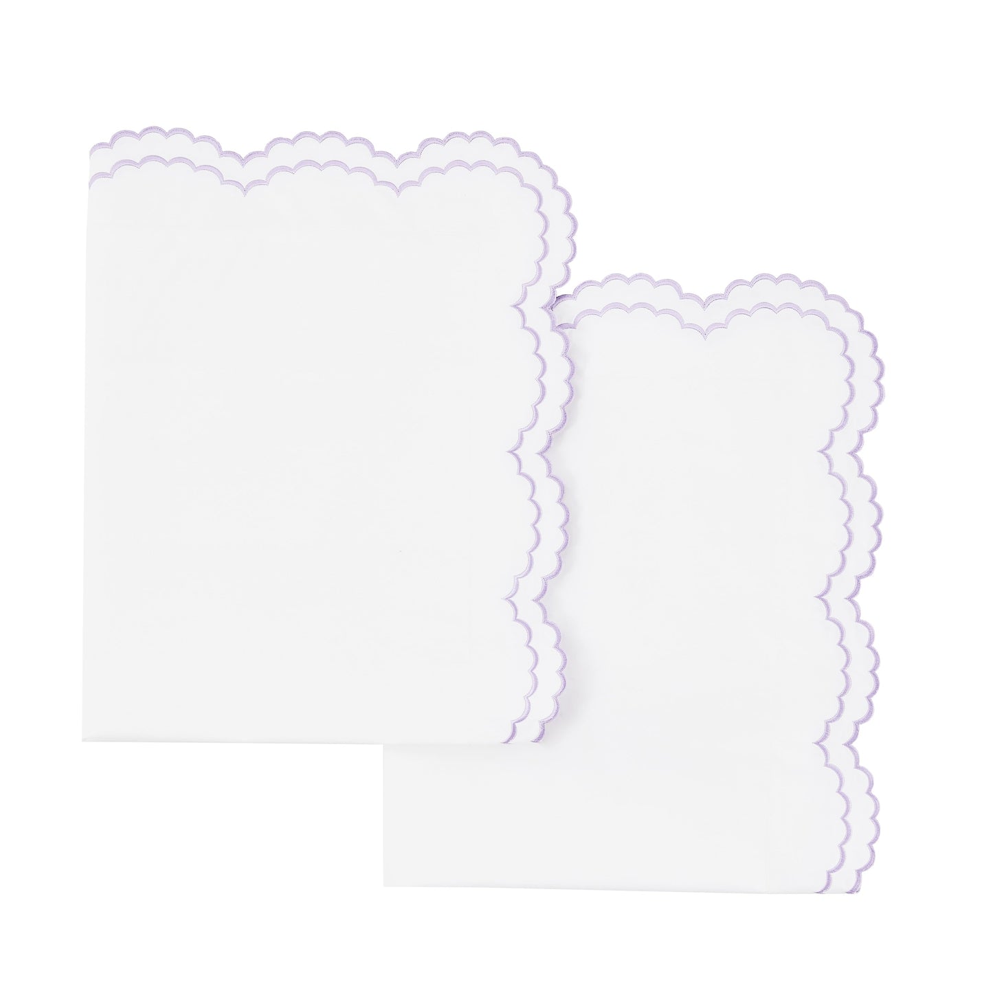 Embroidered Percale Crisp Cotton Double Scallopier Duvet Set and Sham