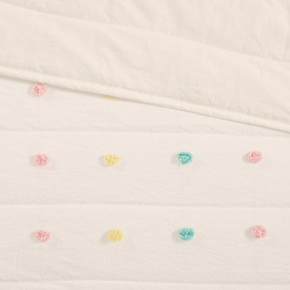 Intelligent Design Kids Ensley Pom Pom Cotton Jacquard Quilt Set with Throw Pillows