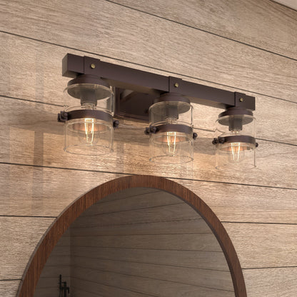 ExBrite Farmhouse 3-lights Bathroom Dimmable Iron Black Vanity Lights Wall Sconces