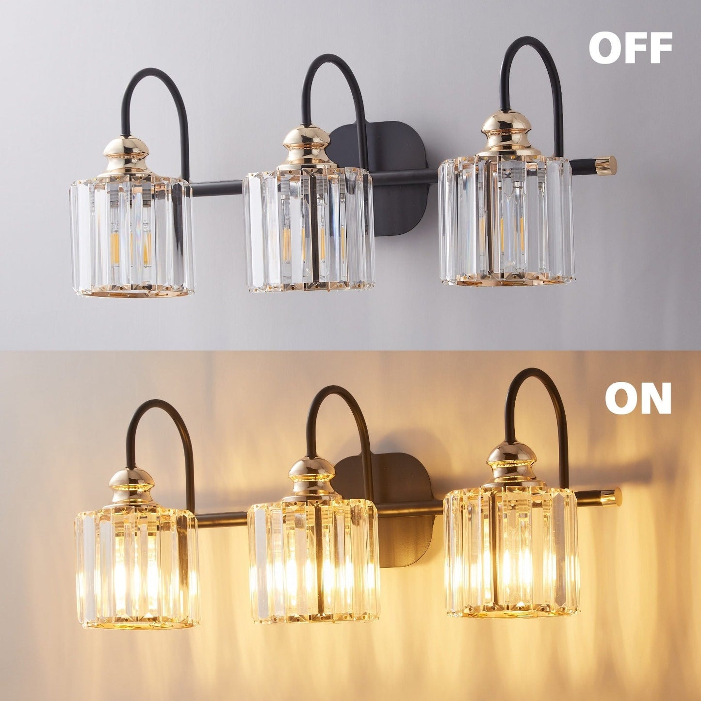 ExBrite Modern Rose Gold 1/2/3/4/5-light Bathroom Dimmable Crystal Vanity Lights Wall Sconces