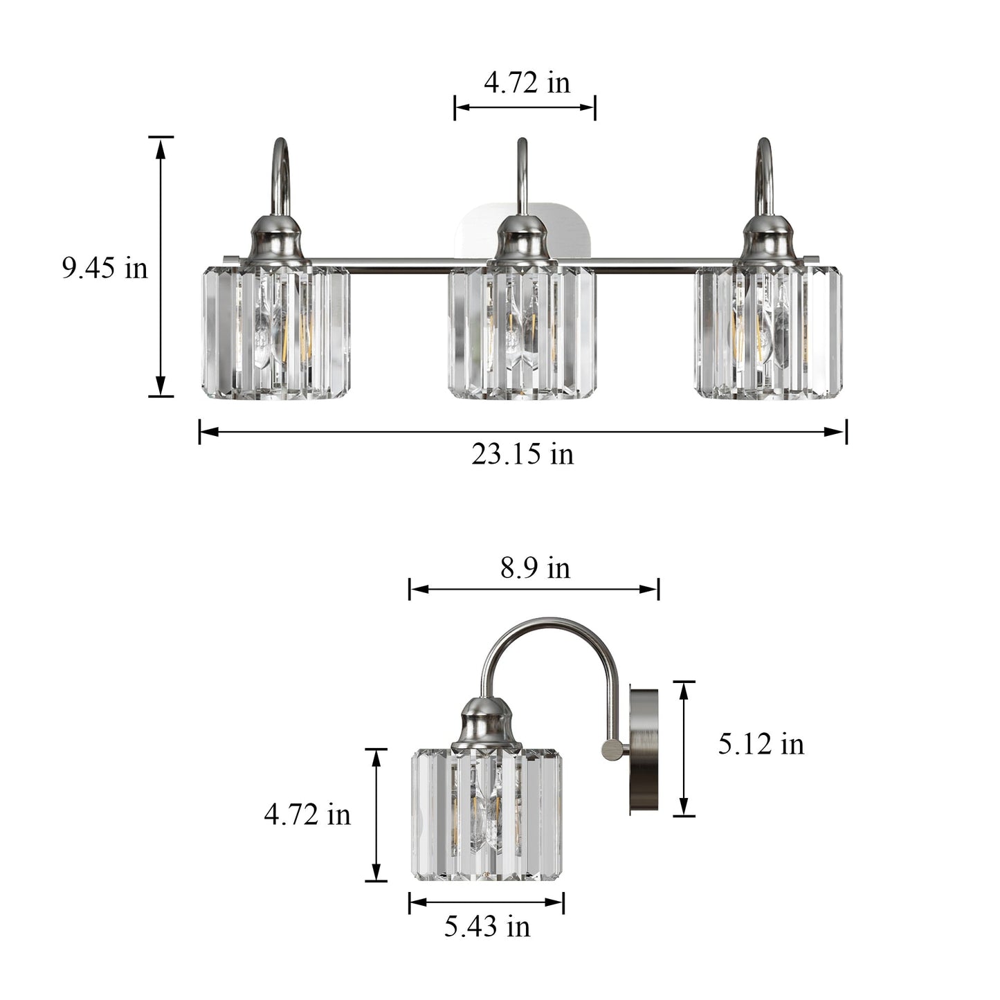 ExBrite Modern Rose Gold 1/2/3/4/5-light Bathroom Dimmable Crystal Vanity Lights Wall Sconces