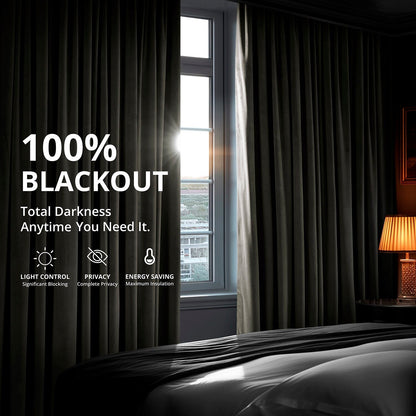 Exclusive Fabrics Signature Extra Wide Blackout Velvet Curtains (1 Panel) - Luxurious Blackout Drapes