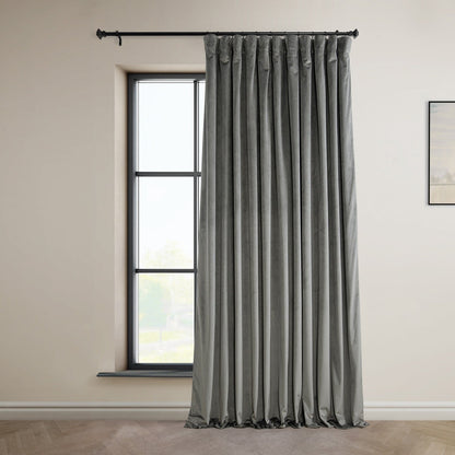 Exclusive Fabrics Signature Plush Velvet Hotel Blackout Curtains (1 Panel) - Luxury Soft Drapery for Light Control & Elegance