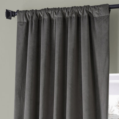 Exclusive Fabrics Signature Plush Velvet Hotel Blackout Curtains (1 Panel) - Luxury Soft Drapery for Light Control & Elegance