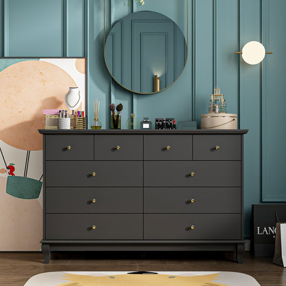 Commode double à 10 tiroirs pour chambre à coucher, commode blanche, grand espace de rangement