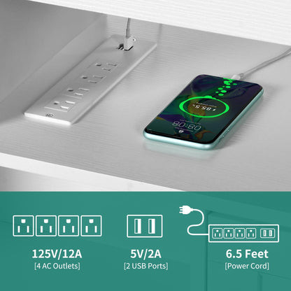 Meuble TV Farmhouse pouvant accueillir jusqu'à 65 téléviseurs avec portes et étagères ouvertes Console multimédia Prise de courant