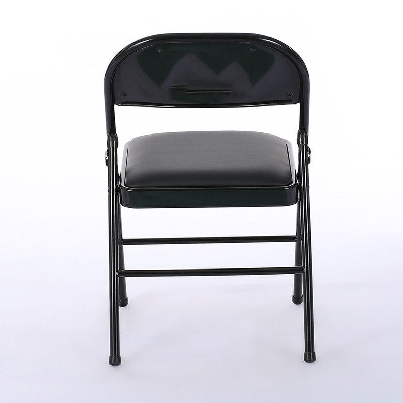 Folding Chairs with Leather Padded Seats Black 4-Pack