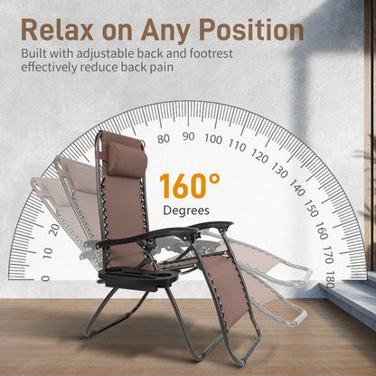 Outdoor Lawn Folding Zero Gravity Chaise Recliners (Set of 2)