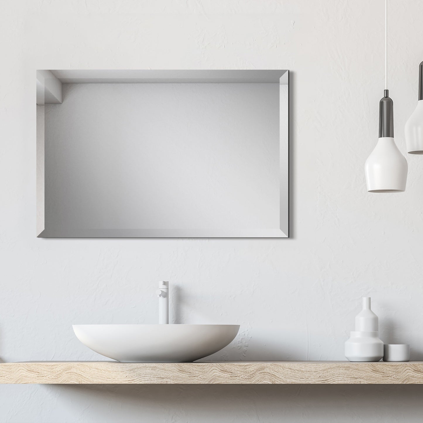 Frameless Beveled Prism Wall Mirror-Square/Rectangluar - Clear