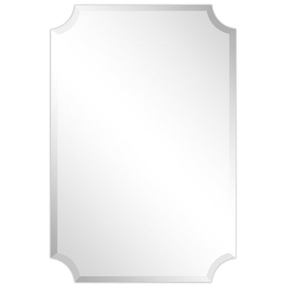 Miroir mural biseauté festonné rectangulaire sans cadre, pour salle de bain, coiffeuse, chambre à coucher, 1 bord biseauté - Transparent