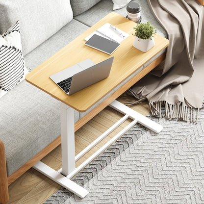 FunniHomi 28/32 Movable Overbed Table Height Adjustable Computer Desk with Wheels, White/Black Laptop Table for Bed and Sofa