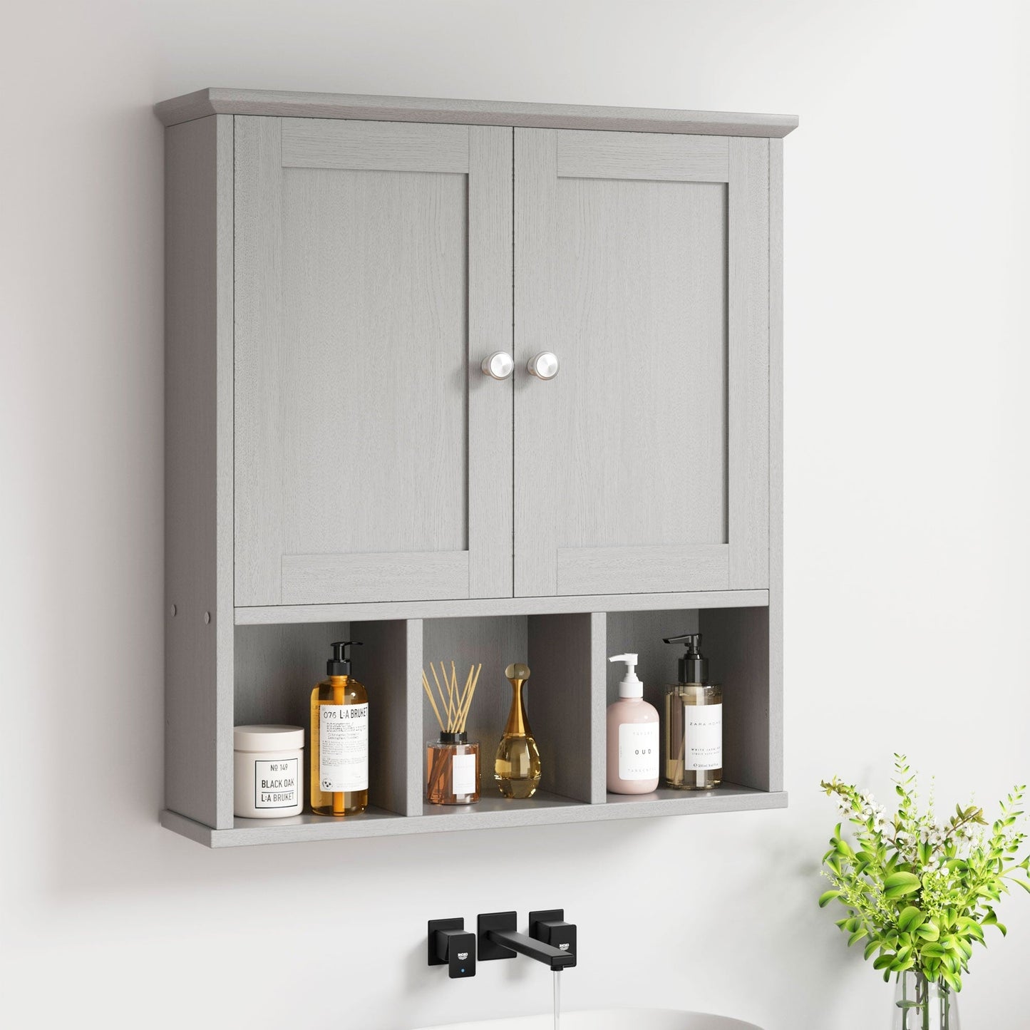 Futzca Bathroom Cabinet Wall Mounted, Storage Cabinet with Doors and Shelves