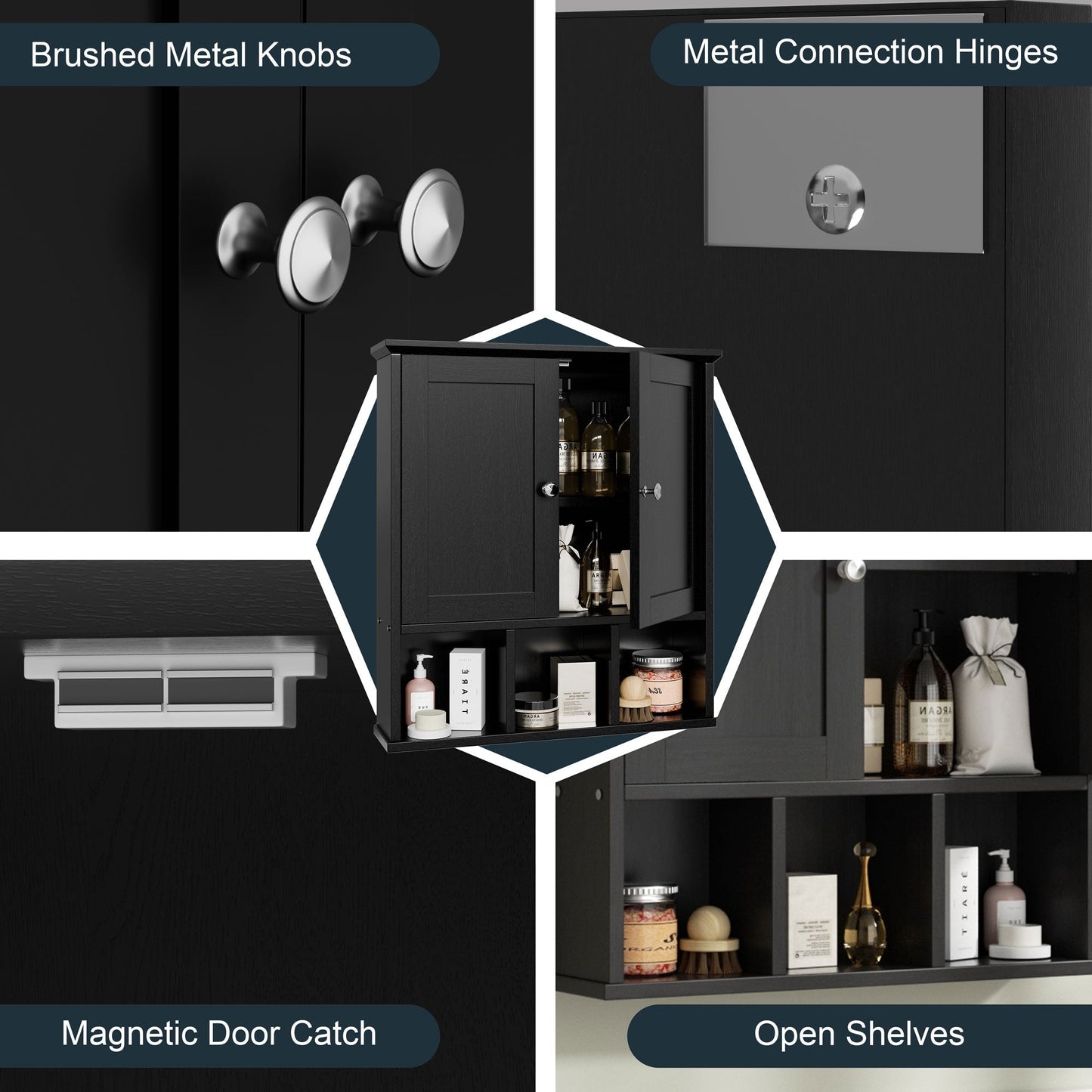 Futzca Bathroom Cabinet Wall Mounted, Storage Cabinet with Doors and Shelves