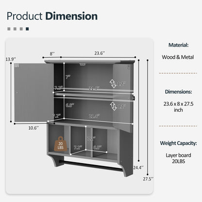Futzca Bathroom Cabinet Wall Mounted, Storage Cabinet with Doors and Shelves