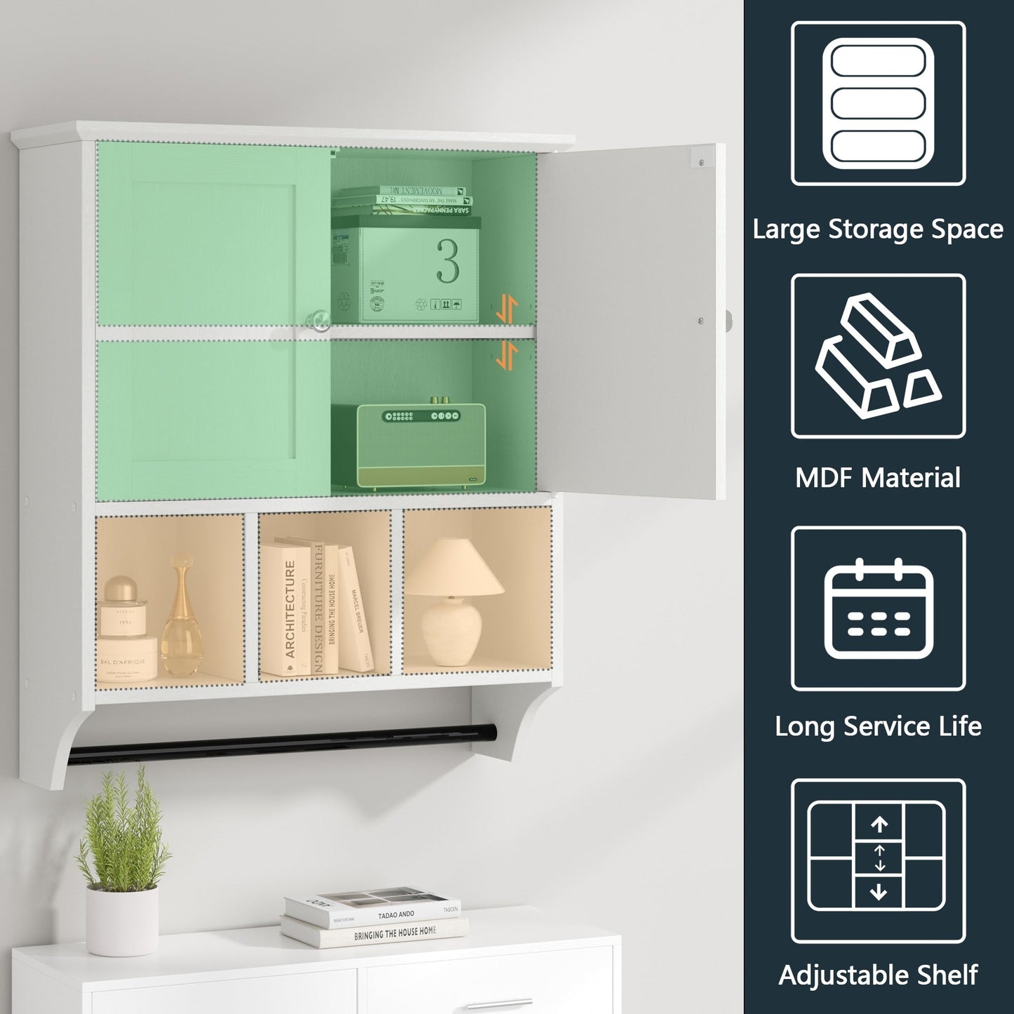 Futzca Bathroom Cabinet Wall Mounted, Storage Cabinet with Doors and Shelves