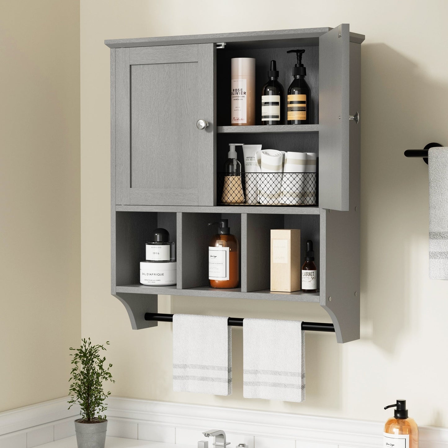Futzca Bathroom Cabinet Wall Mounted, Storage Cabinet with Doors and Shelves