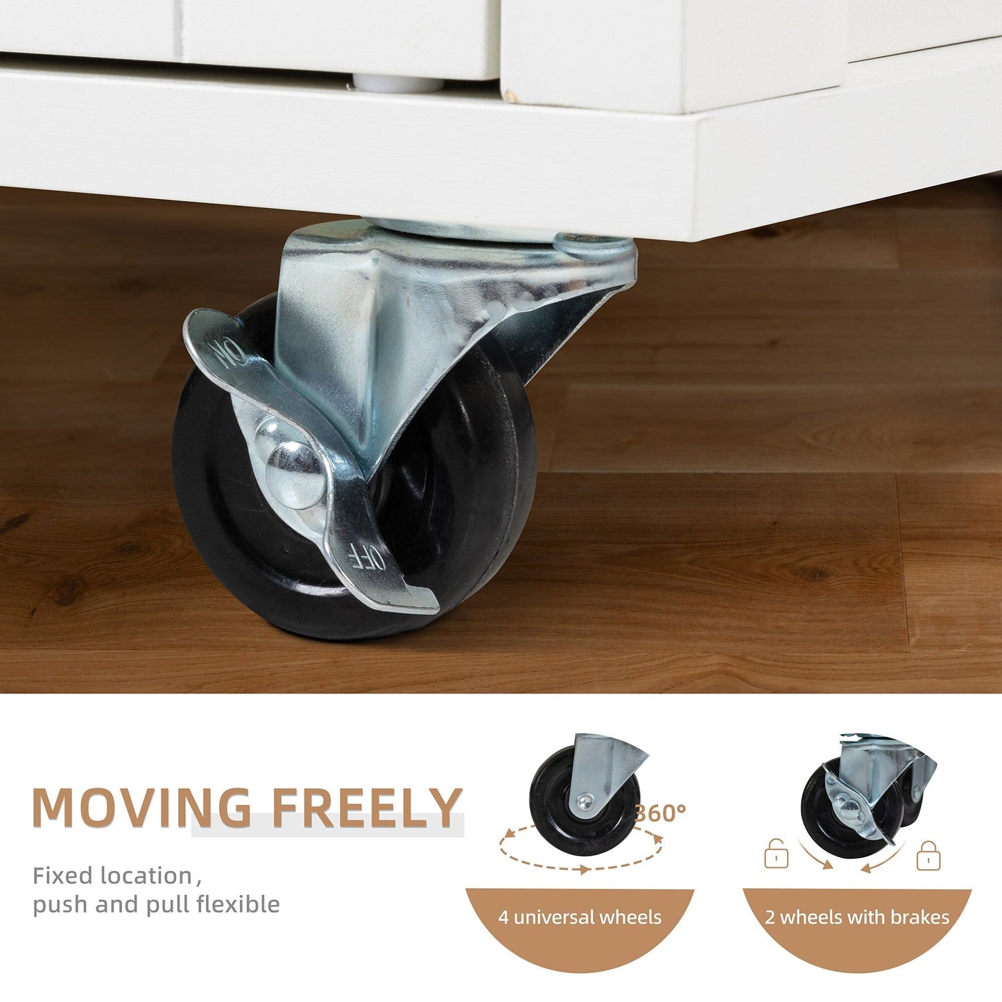 Futzca Kitchen Island Cart with Storage,Rolling Kitchen Island Side Table on Wheels with Worktop, White - N/A