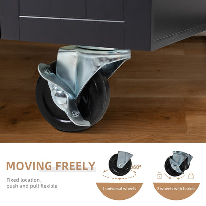 Futzca Kitchen Island Cart with Storage,Rolling Kitchen Island Side Table on Wheels with Worktop, White - N/A