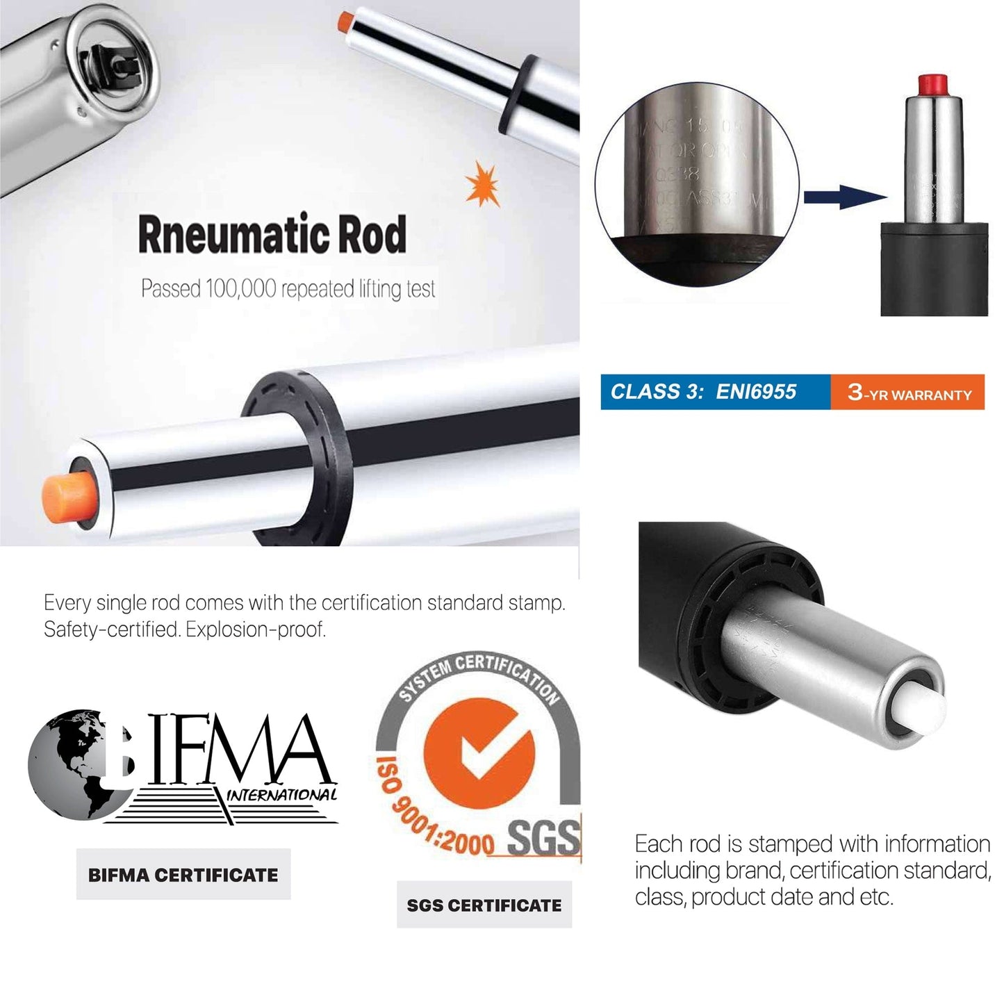 Chaise de bureau pivotante réglable en similicuir Glitzhome de 48 pouces, style milieu du siècle