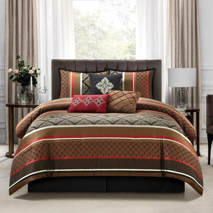Nanshing Jensen 7 Piece Jacquard Geometric Comforter Set