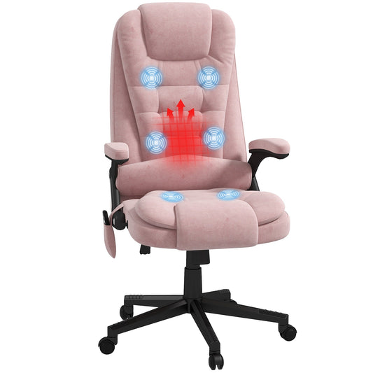 Fauteuil de bureau HOMCOM à massage vibrant 6 points avec chaleur, fauteuil de bureau exécutif à dossier haut en velours avec dossier inclinable