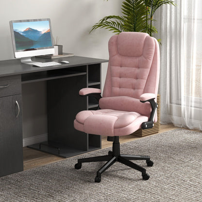 Fauteuil de bureau HOMCOM à massage vibrant 6 points avec chaleur, fauteuil de bureau exécutif à dossier haut en velours avec dossier inclinable