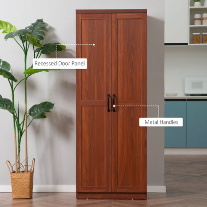 HOMCOM 63 Garde-manger de cuisine 2 portes, meuble de rangement indépendant avec étagères à 5 niveaux et 2 étagères réglables pour salle à manger