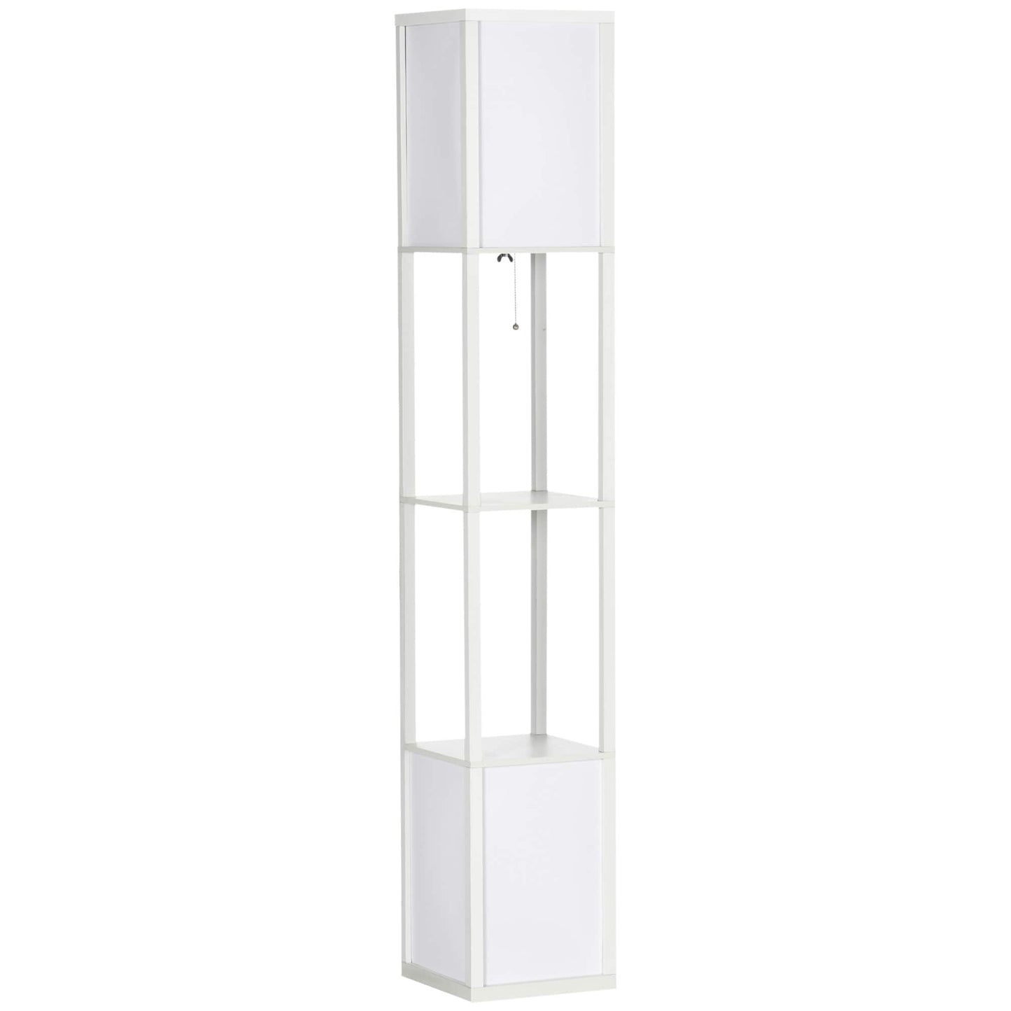 HOMCOM Floor Lamp with Shelves, Dual Light, Modern Tall Standing Lamps, with Fabric Lampshade (Bulb not Included)