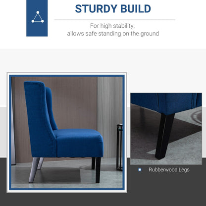 Canapé double capitonné sans accoudoirs en tissu lin HOMCOM avec pieds en bois - 28,75 x 43,25 x 36,5 cm