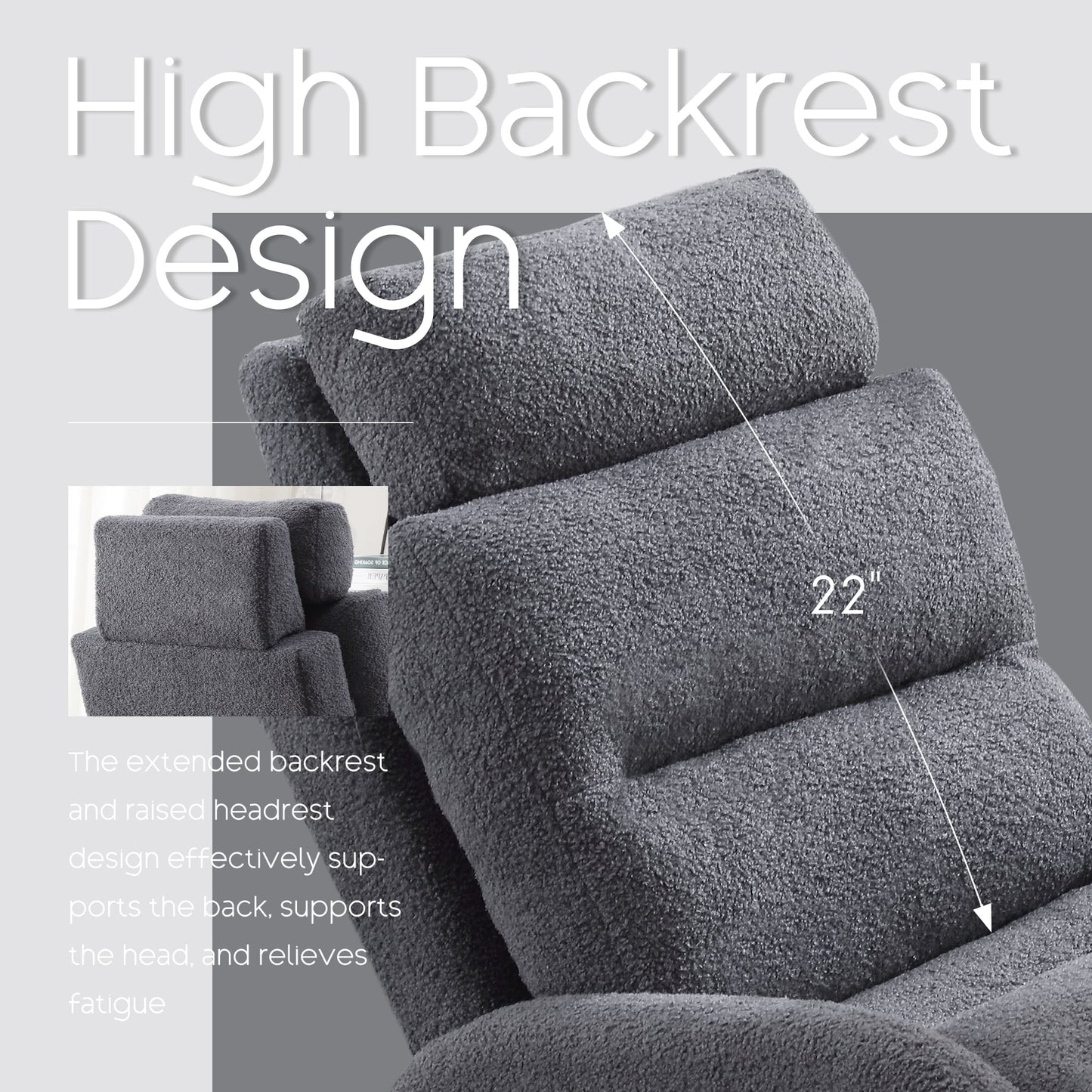 Fauteuil d'appoint HOMYKA avec dossier réglable et pouf de rangement