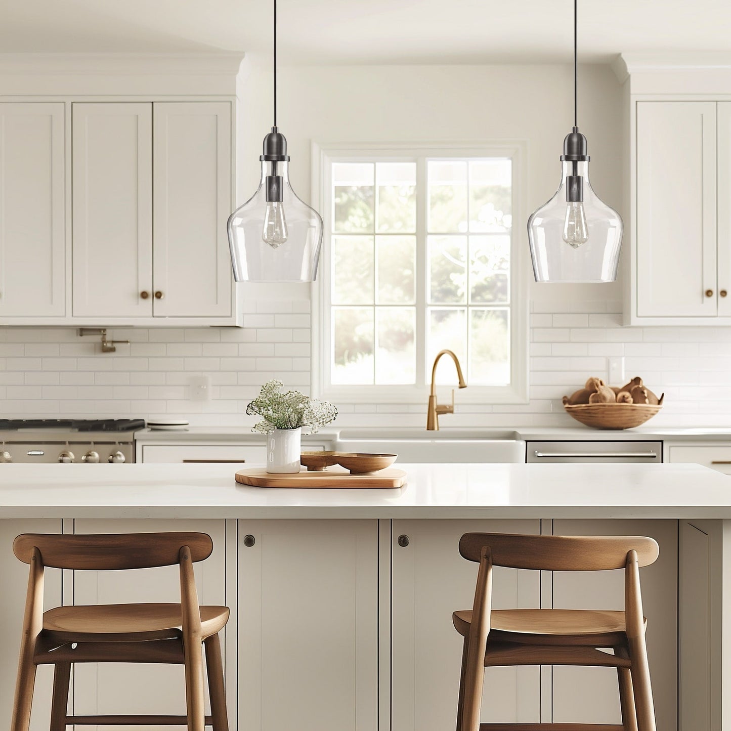 INK+IVY Auburn Bell Shaped Hanging Glass Pendant Light