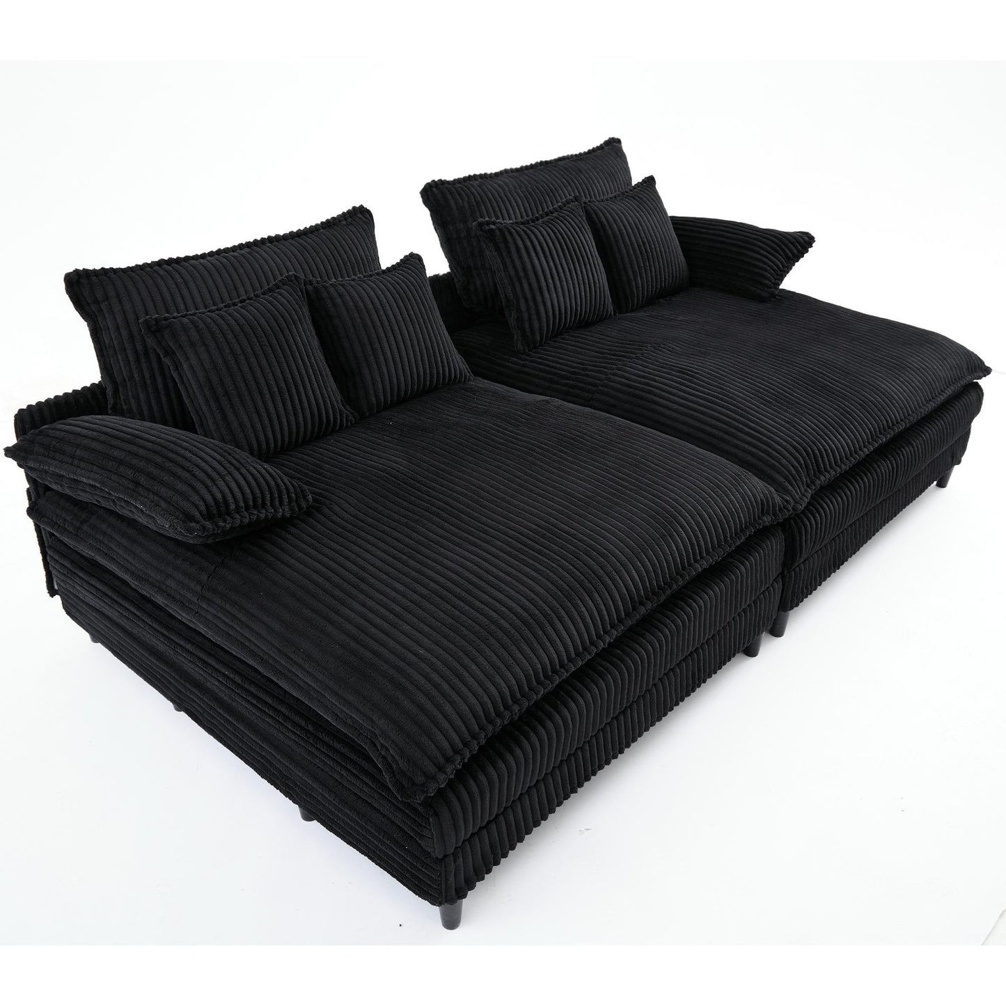 Canapé-lit Harmonia 109 W surdimensionné en velours côtelé, siège profond, double chaise longue avec 4 oreillers