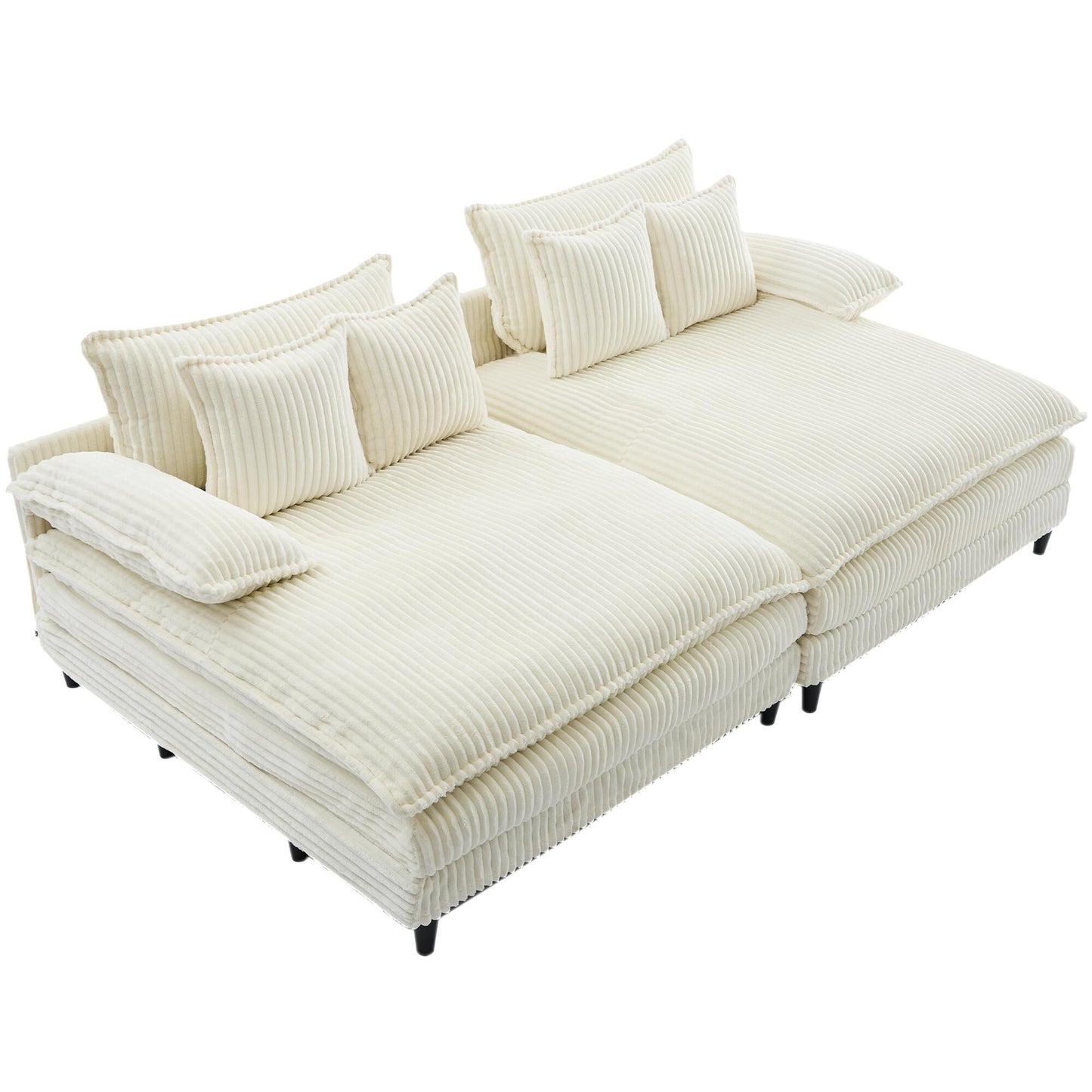 Canapé-lit Harmonia 109 W surdimensionné en velours côtelé, siège profond, double chaise longue avec 4 oreillers