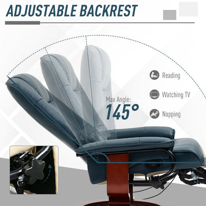 Fauteuil inclinable manuel pivotant et réglable en similicuir HomCom avec repose-pieds confortable et relaxant